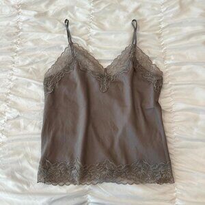Express Women's Satin Grey Lace Tank Top - Size XS